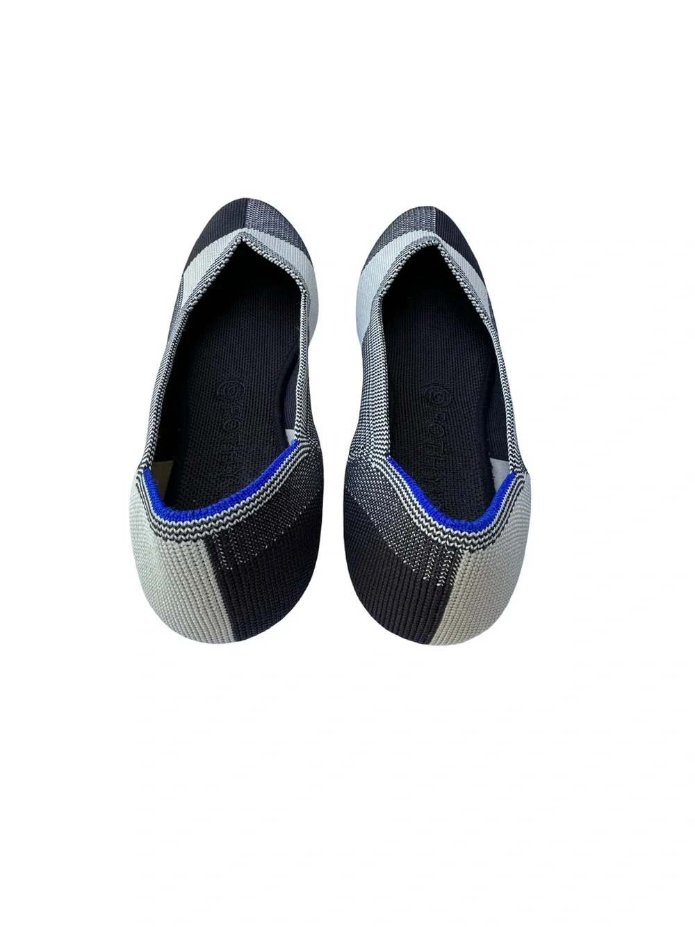 Rothy’s Black and White Plaid Knit Ballet Flat, US sz 9.5